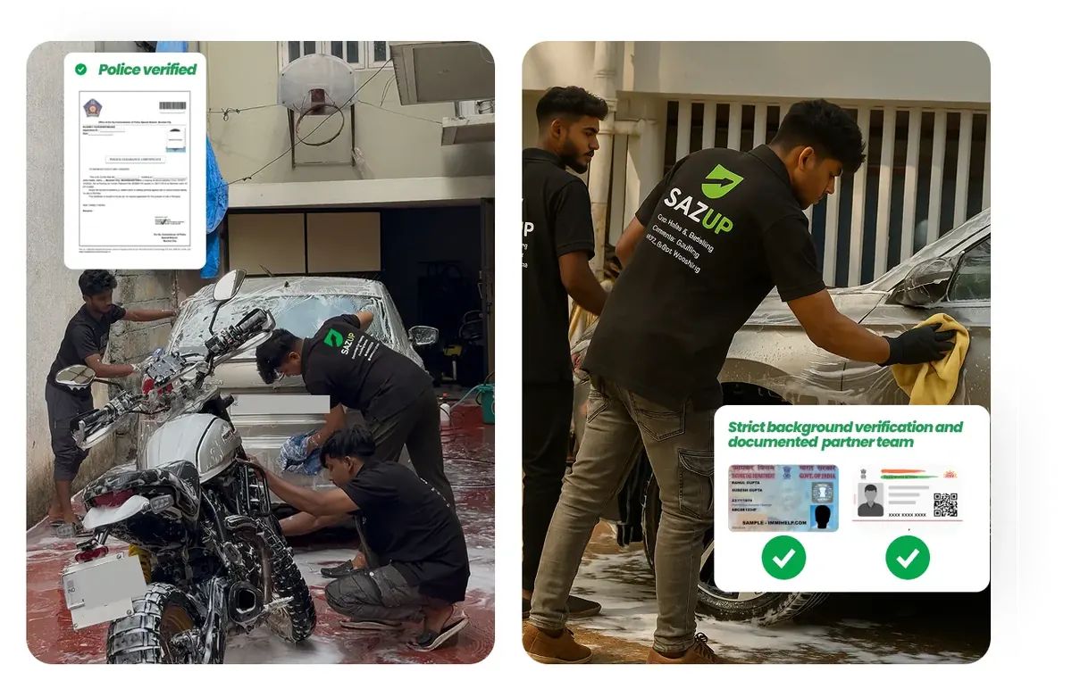 Police-verified, professionally trained SazUp partners with documented background verification